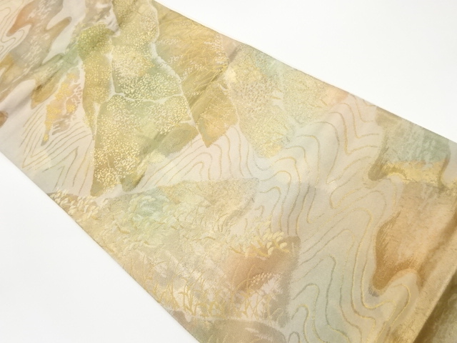 JAPANESE KIMONO / VINTAGE FUKURO OBI / WOVEN MOUNTAINS / BY IZUKURA